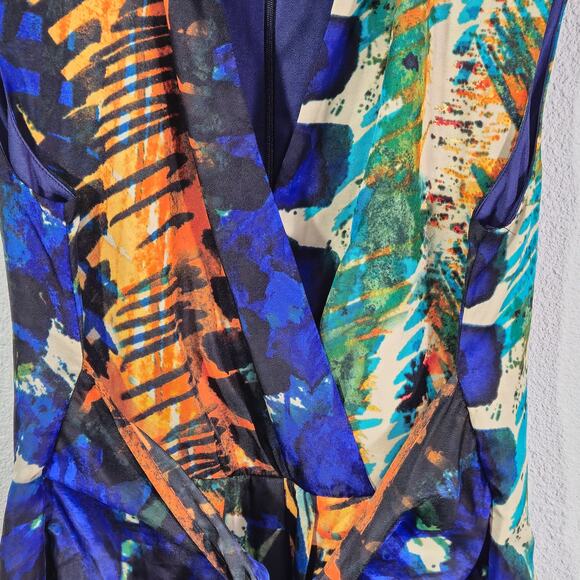 Ellen Tracy Women’s Dress Tropical Print Statement Dress Faux Wrap Midlength 12 - Picture 6 of 11